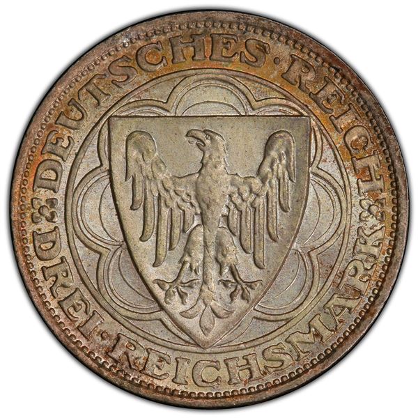 GERMANY: Weimar Republic, AR 3 reichsmark, 1928-A, PCGS MS65