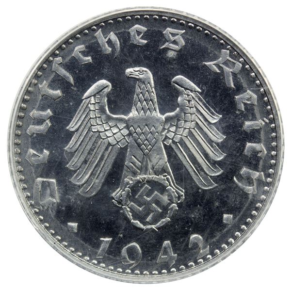 GERMANY: Third Reich, 50 reichspfennig, 1942-B, ANACS  Proof 63 Cameo