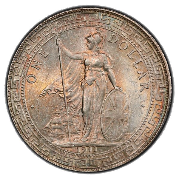 GREAT BRITAIN: AR trade dollar, 1911-B, PCGS MS63
