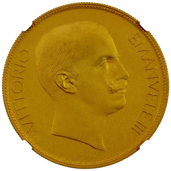 ITALY: Vittorio Emanuele III, 1900-1946, gilt bronze 100 lire, 1903-R, NGC Proof 67