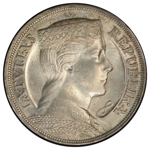 LATVIA: First Republic, AR 5 lati, 1932, PCGS MS64