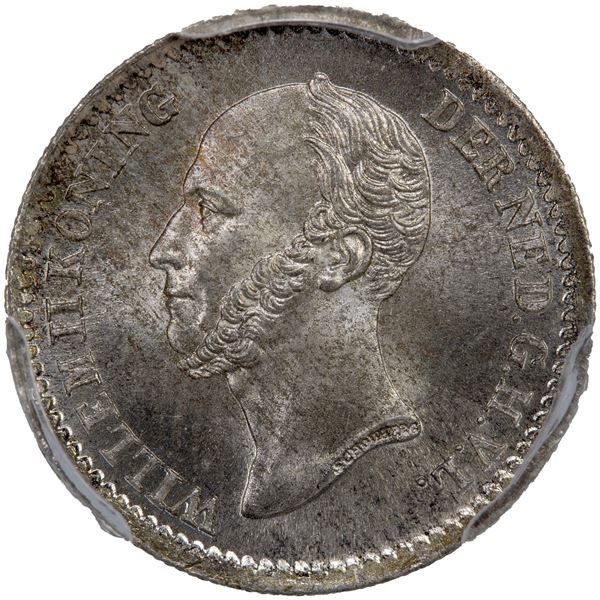 NETHERLANDS: Willem II, 1840-1849, AR 10 cents, 1848, PCGS MS67
