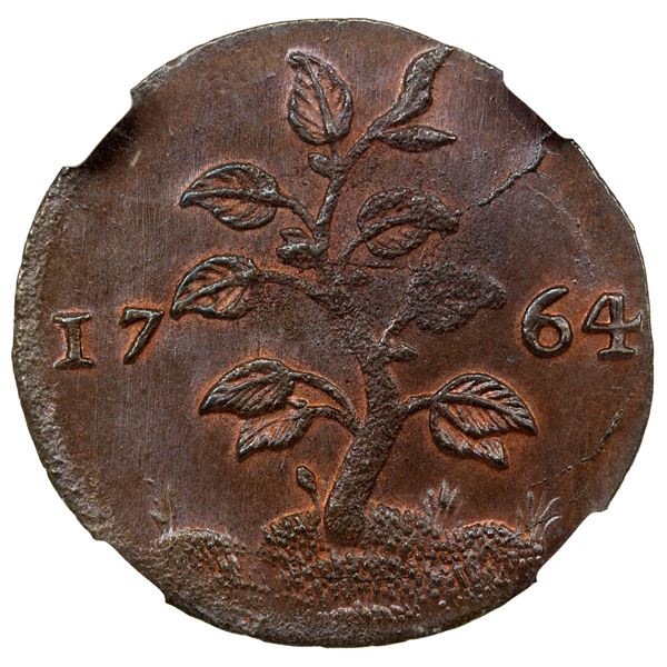 SURINAM: AE duit, 1764, NGC MS66 BN