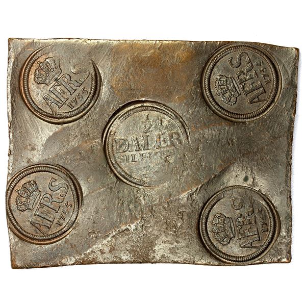 SWEDEN: Adolf Frederick, 1751-1771, AE ½ daler silvermynt (386g), 1755, EF
