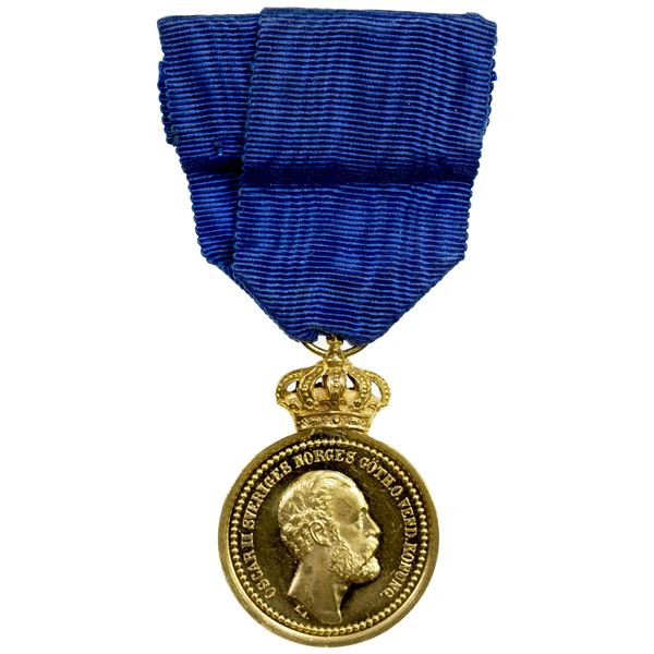 SWEDEN: Oscar II, 1872-1907, AV medal (15.93g), 1886, Proof