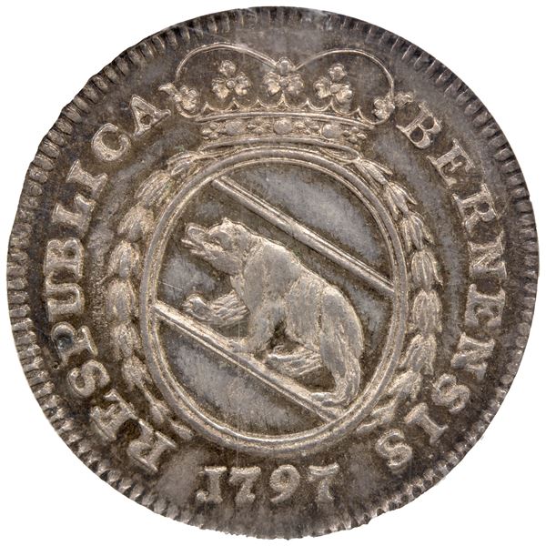 SWISS CANTONS: BERN: Republic, AR ¼ thaler, 1797, PCGS MS64
