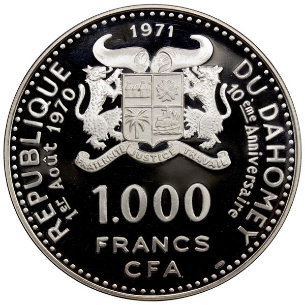 DAHOMEY: Republic, AR 1000 francs, 1971, Proof