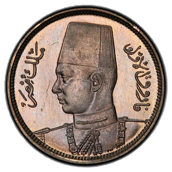 EGYPT: Farouk, 1936-1952, CN 2 milliemes, 1938/AH1357, PCGS Specimen 67