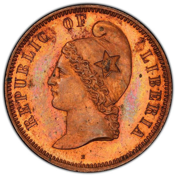 LIBERIA: Republic, AE cent, 1890, PCGS Specimen 64 RB