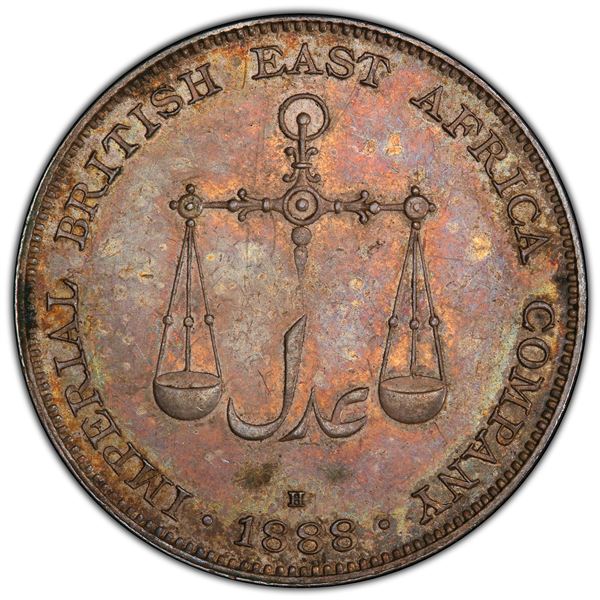 MOMBASA: Victoria, 1888-1896, AR rupee, 1888-H, PCGS MS62