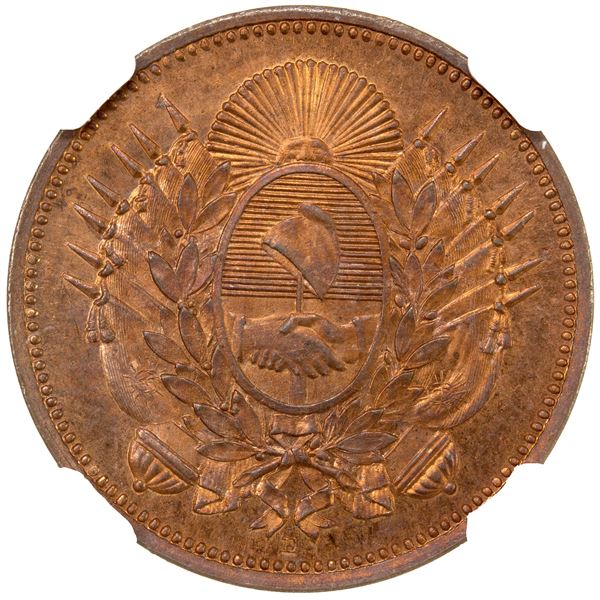 ARGENTINA: Republic, AE centavo, 1881, NGC MS63 RB