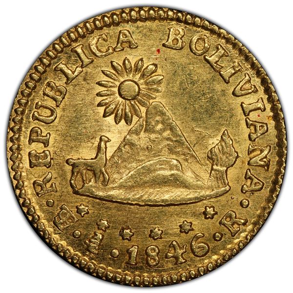 BOLIVIA: Republic, AV ½ scudo, 1846-PTS, PCGS MS62