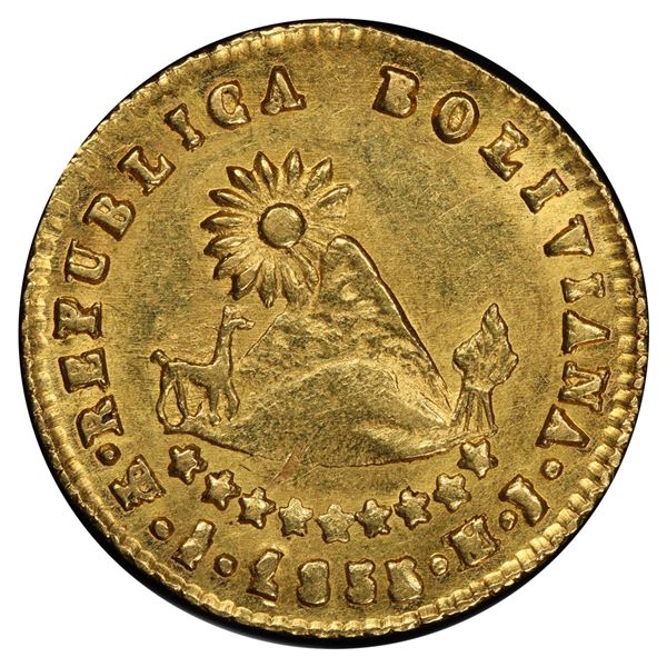 BOLIVIA: Republic, AV ½ scudo, 1855-PTS, PCGS MS61