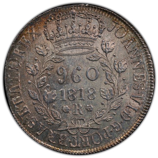 BRAZIL: João VI, 1816-1826, AR 960 reis, 1818-R, PCGS MS63