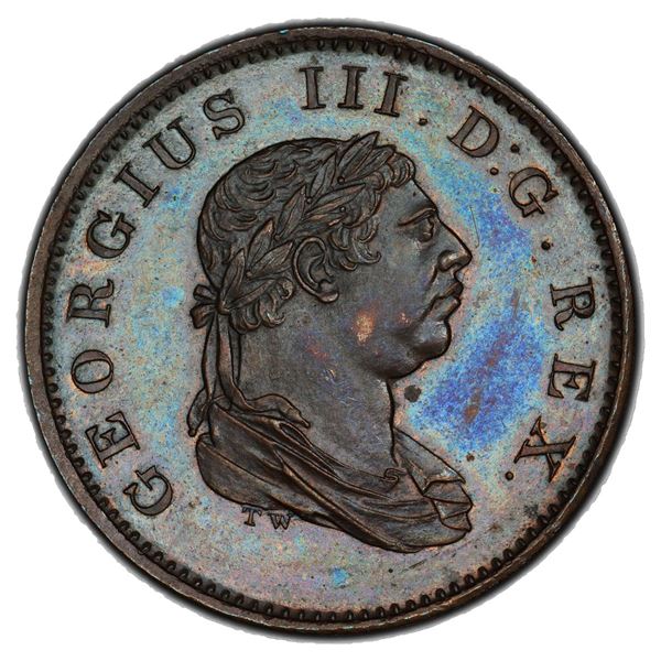 ESSEQUIBO AND DEMERARY: George III, AE ½ stiver, 1813, PCGS Proof 64 BN