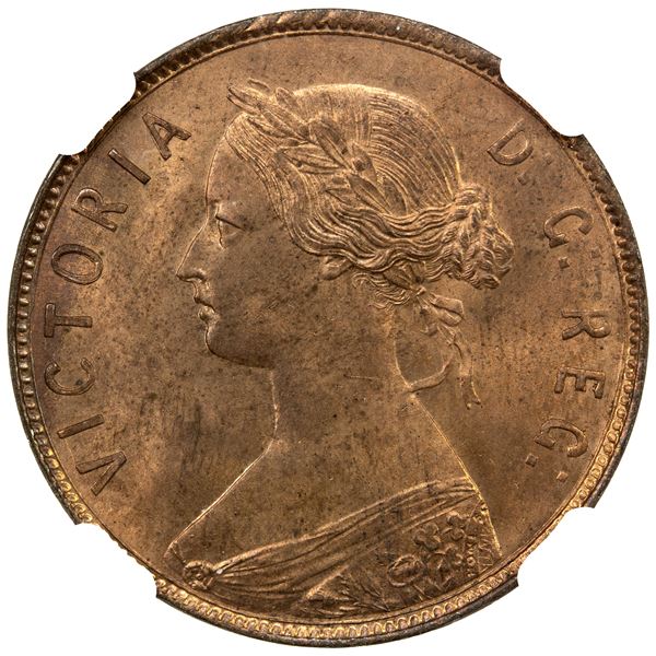 NEWFOUNDLAND: Victoria, AE cent, 1872-H, NGC MS64 + RB
