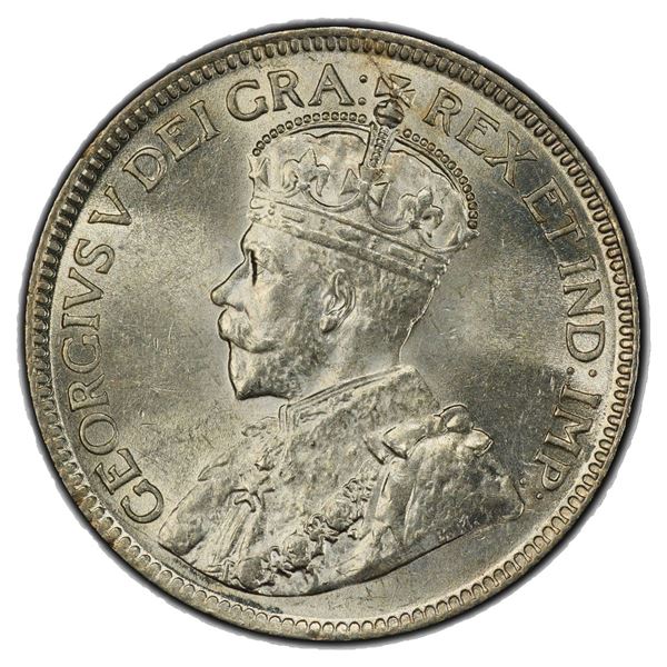 CANADA: George V, AR 25 cents, 1917, PCGS MS63