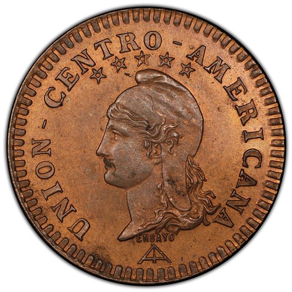 CENTRAL AMERICAN UNION: AE 2 centavos, 1889, PCGS Specimen 64 BN