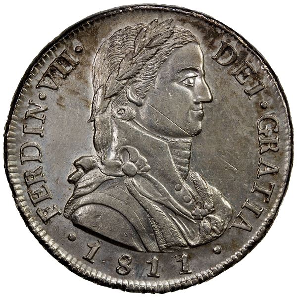 CHILE: Fernando VII, 1808-1818, AE 8 reales, 1811, EF-AU
