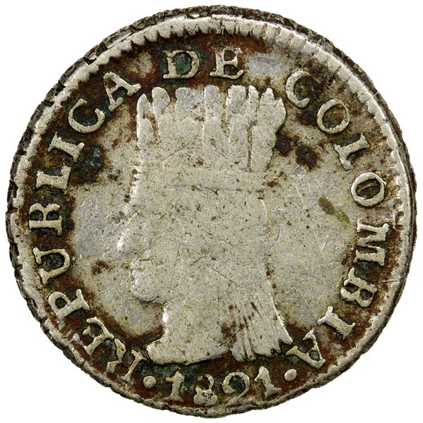 COLOMBIA: Pre-Republic (Cundinamarca), AR ½ real, 1821-Ba, F-VF