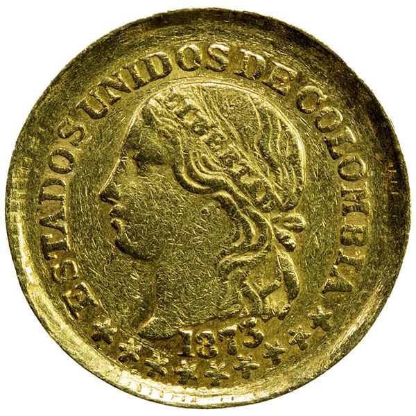 COLOMBIA: Estados Unidos, AV peso (1.61g), Bogota, 1873, UNC