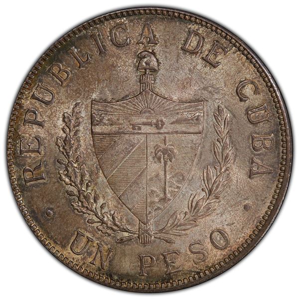CUBA: Republic, AR peso, 1915, PCGS MS64