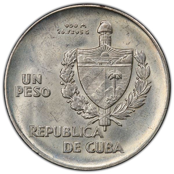 CUBA: Republic, AR peso, 1935, PCGS MS63