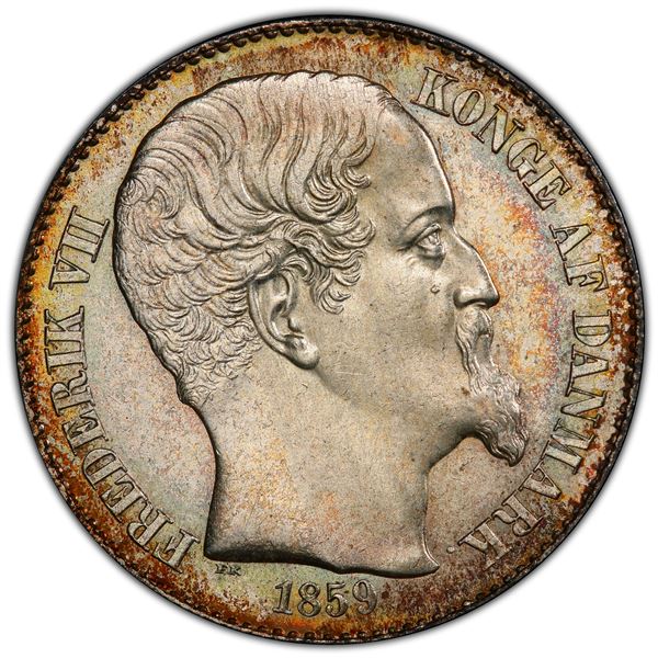 DANISH WEST INDIES: Frederik VII, 1848-1863, AR 20 centavos, 1859, PCGS MS64