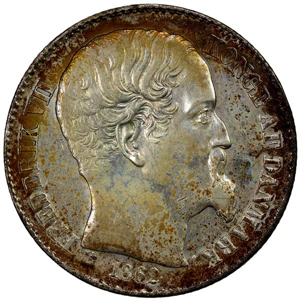 DANISH WEST INDIES: Frederik VII, 1848-1863, AR 20 cents, 1862, AU