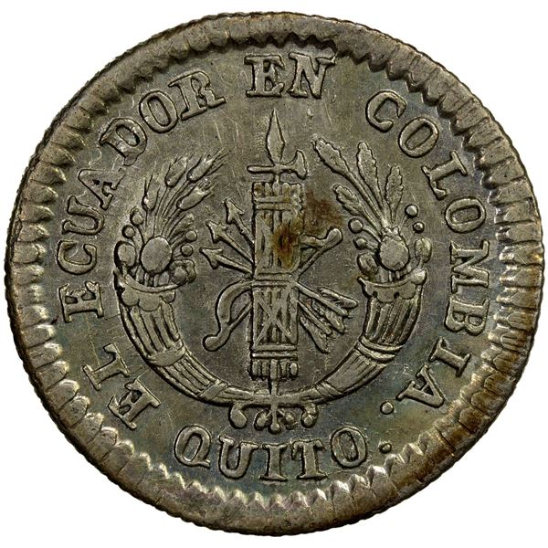 ECUADOR: Republic, AR real, 1833, EF-AU
