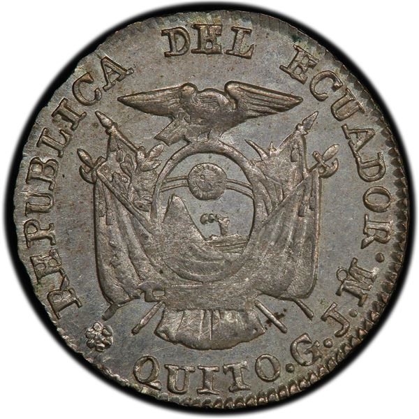 ECUADOR: Republic, AR ½ real, 1848, PCGS MS63 +
