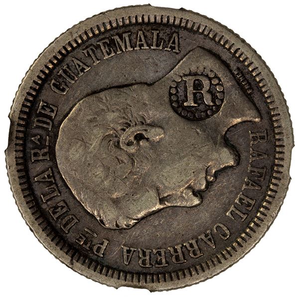 EL SALVADOR: Republic, AR 2 reales, ND (1862-3), NGC VF25 with VF standard countermark