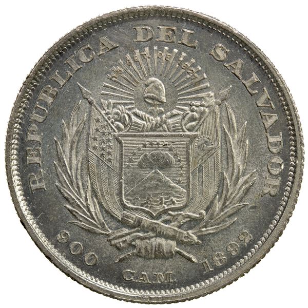 EL SALVADOR: Republic, AR 50 centavos, 1892-C.A.M., AU