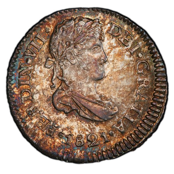 GUATEMALA: Fernando VII, 1808-1821, AR ½ real, 1821-NG, PCGS MS65