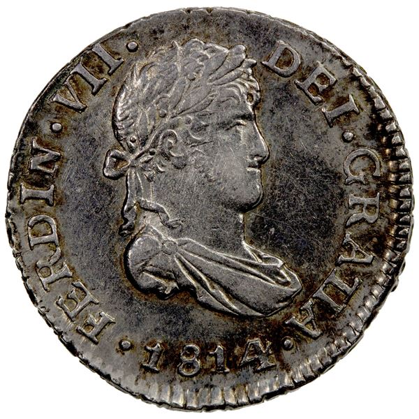 GUATEMALA: Fernando VII, 1808-1821, AR ½ real, 1814-NG, Choice AU