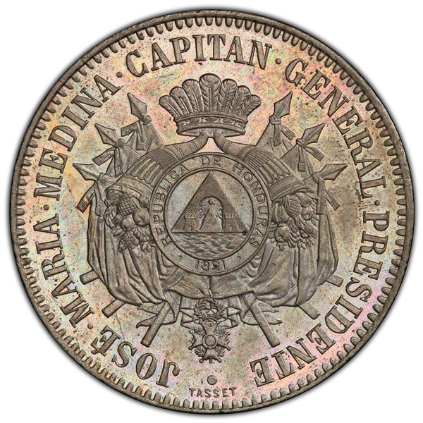 HONDURAS: Republic, 2 reales, 1870, PCGS Specimen 63