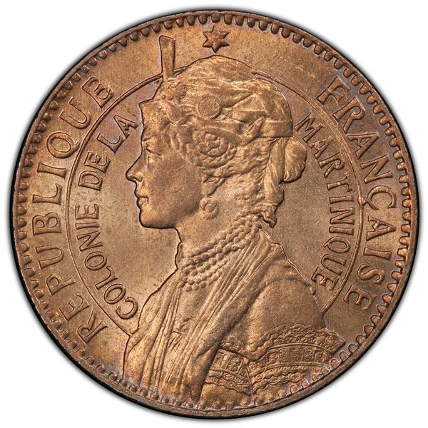 MARTINIQUE: French Colony, 1 franc, 1922, PCGS MS63
