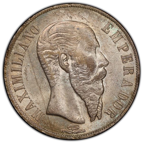 MEXICO: Maximiliano, 1864-1867, AR peso, 1867-Mo, PCGS MS62