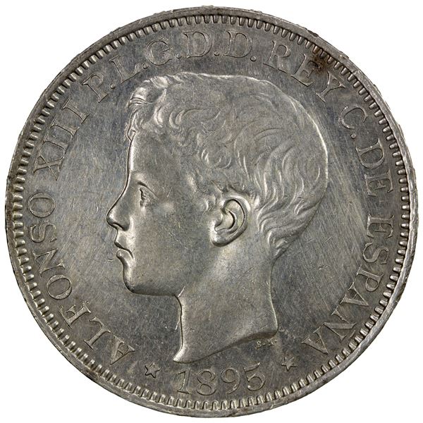PUERTO RICO: Alfonso XIII, 1886-1931, AR peso, 1895, EF