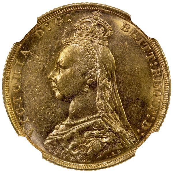 AUSTRALIA: Victoria, AV sovereign, 1892-M, NGC AU58