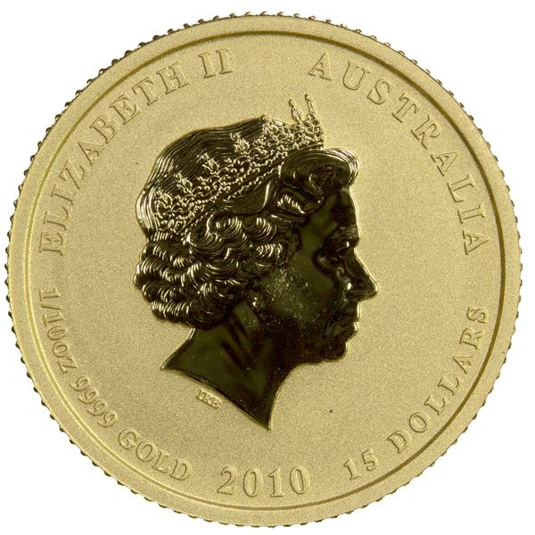 AUSTRALIA: Elizabeth II, 1952-, AV 15 dollars, 2010-P, Gem UNC