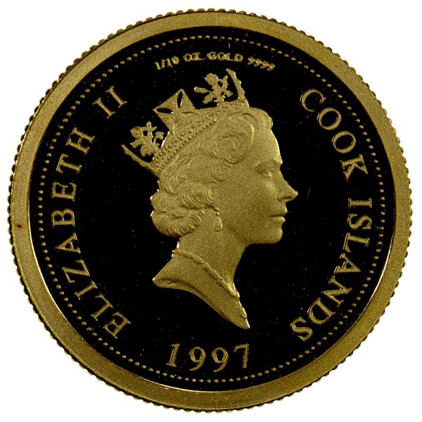 COOK ISLANDS: Elizabeth II, 1952-, AV 15 dollars (3.13g), 1997, Choice Proof