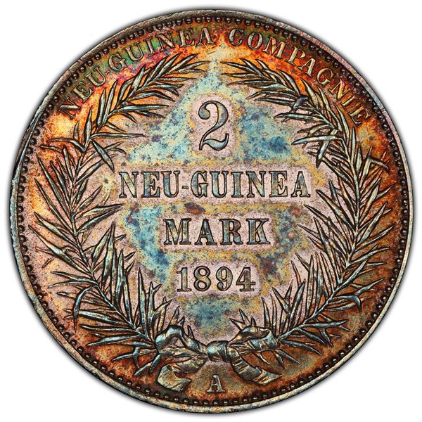 GERMAN NEW GUINEA: Wilhelm II, 1888-1918, AR 2 mark, 1894-A, PCGS AU details