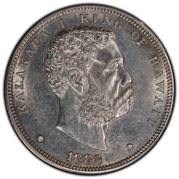 HAWAII: Kalakaua, 1874-1891, AR dollar (akahi dala), 1883, PCGS UNC details