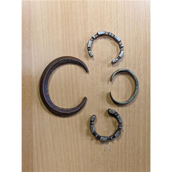AFRICA: LOT of 4 copper & brass bracelets