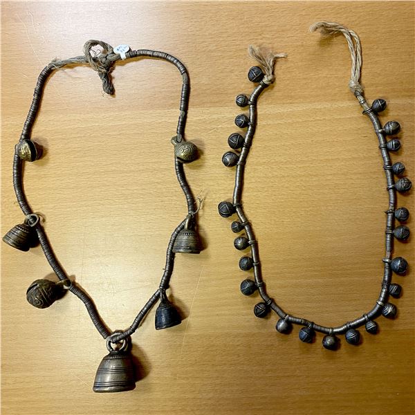 BURMA/MYANMAR: LOT of 2 brass bell necklaces