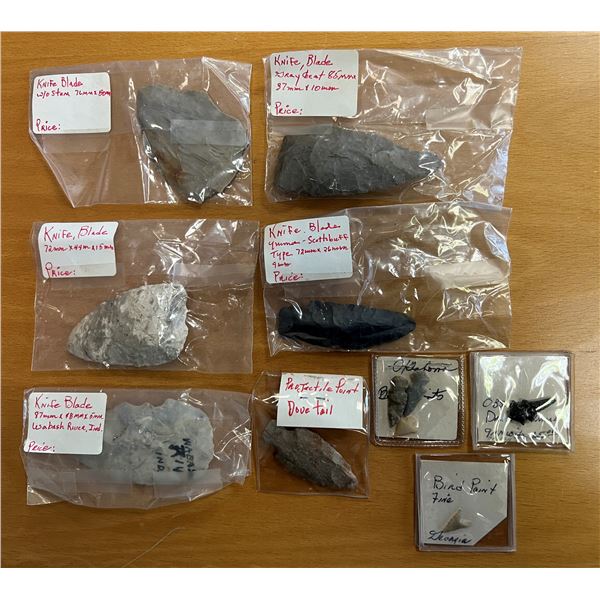 UNITED STATES:  LOT of 11 Archaic Period stone weapons