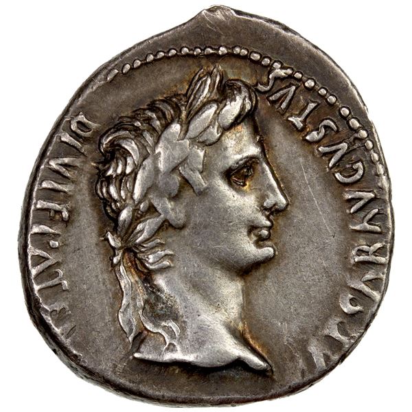 ROMAN EMPIRE: Augustus, 27 BC-14 AD, AR denarius (3.85g), Lugdunum, 2 BC-4 AD, VF