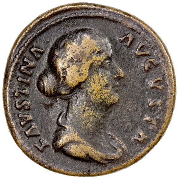 ROMAN EMPIRE: Faustina II, augusta, 161-175 AD, AE sestertius (29.43g), Rome, F-VF