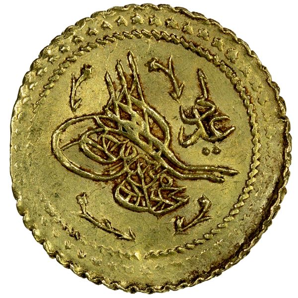 TURKEY: Mahmud II, 1808-1839, AV ¼ el-aliya surre (0.50g), AH1223 year 15, VF-EF
